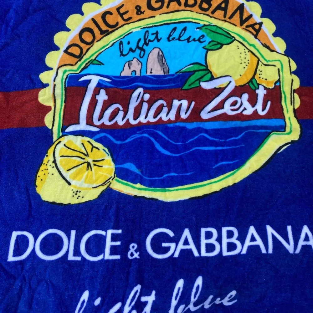 Dolce & Gabbana Blue and White Beach Towel with Fringe